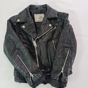 Gino Leather Jacket Girls Size M Fundamental Fashion Euro Style Full Zip Black